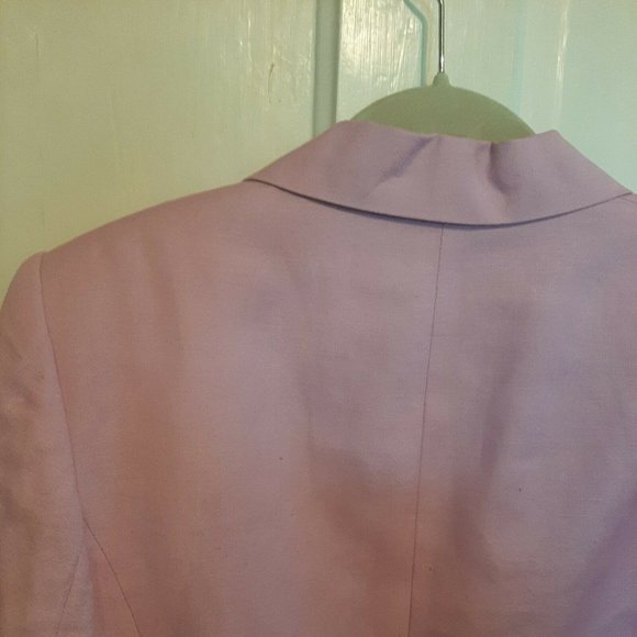 Kasper A.S.L. Blazer Jacket Size 4 Pink Linen Long Sleeve Career - Picture 8 of 9